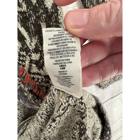 Free People Hooded Floral Tie Front Duster Cardigan Sweater Womens XS Black Gray - Picture 10 of 13